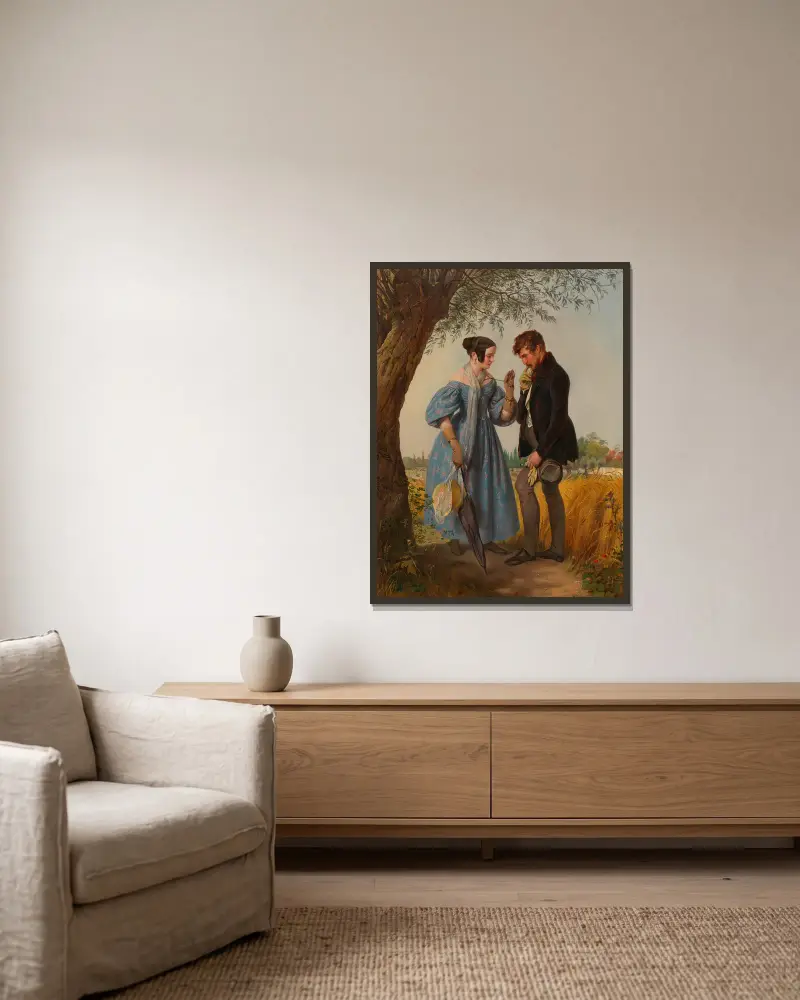 Die Begegnung von Josef Danhauser gerahmt an einer Wand