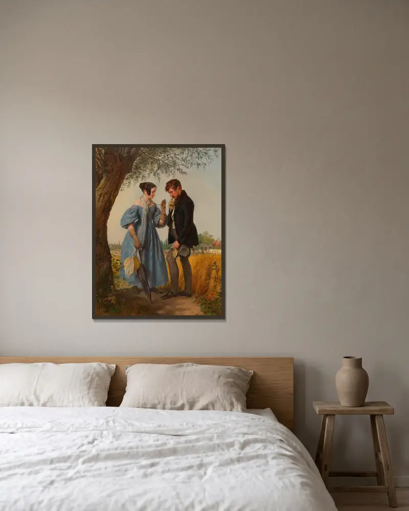Die Begegnung von Josef Danhauser gerahmt an einer Wand
