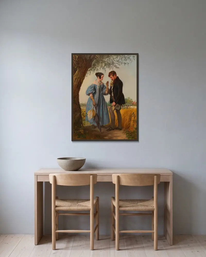 Die Begegnung von Josef Danhauser gerahmt an einer Wand