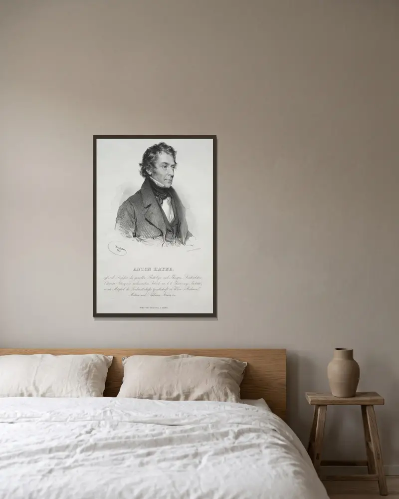 Portrait of Dr. Anton Hayne av Josef Kriehuber inramad på en vägg