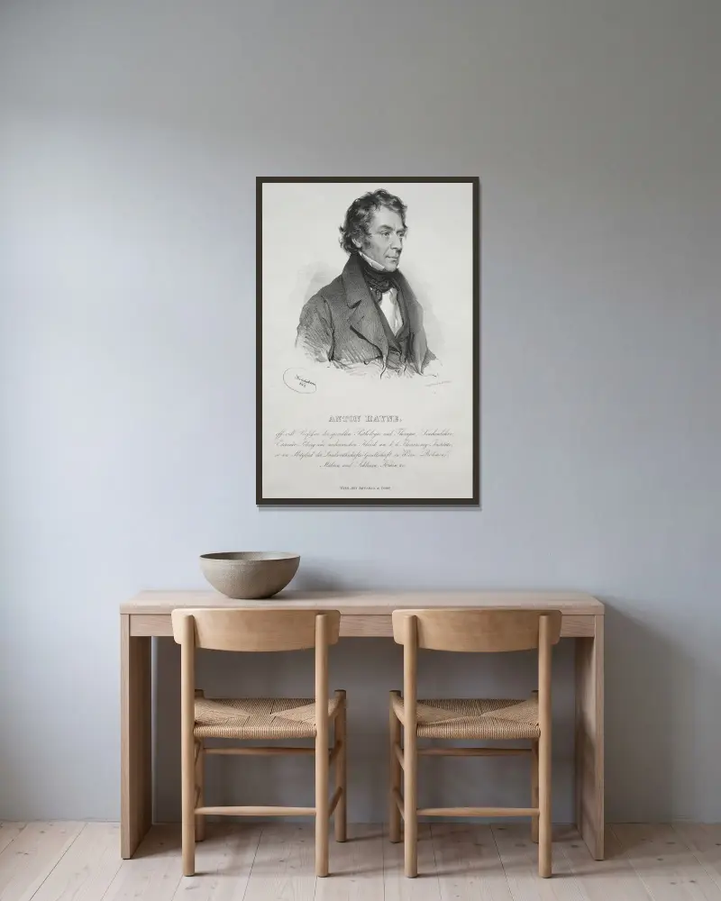 Portrait of Dr. Anton Hayne av Josef Kriehuber inramad på en vägg