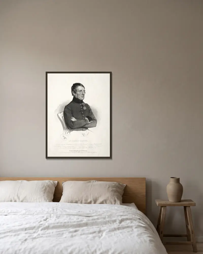 Portret doktora Josepha Hauera, Josef Kriehuber w ramie na ścianie
