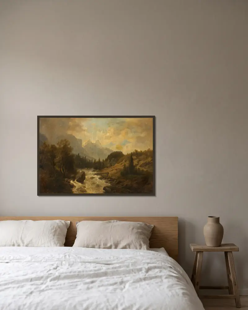 Waldlandschaft von Josef Kriehuber gerahmt an einer Wand