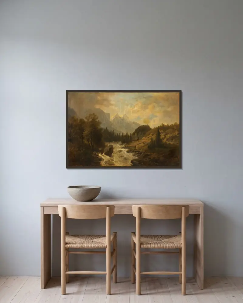 Waldlandschaft von Josef Kriehuber gerahmt an einer Wand