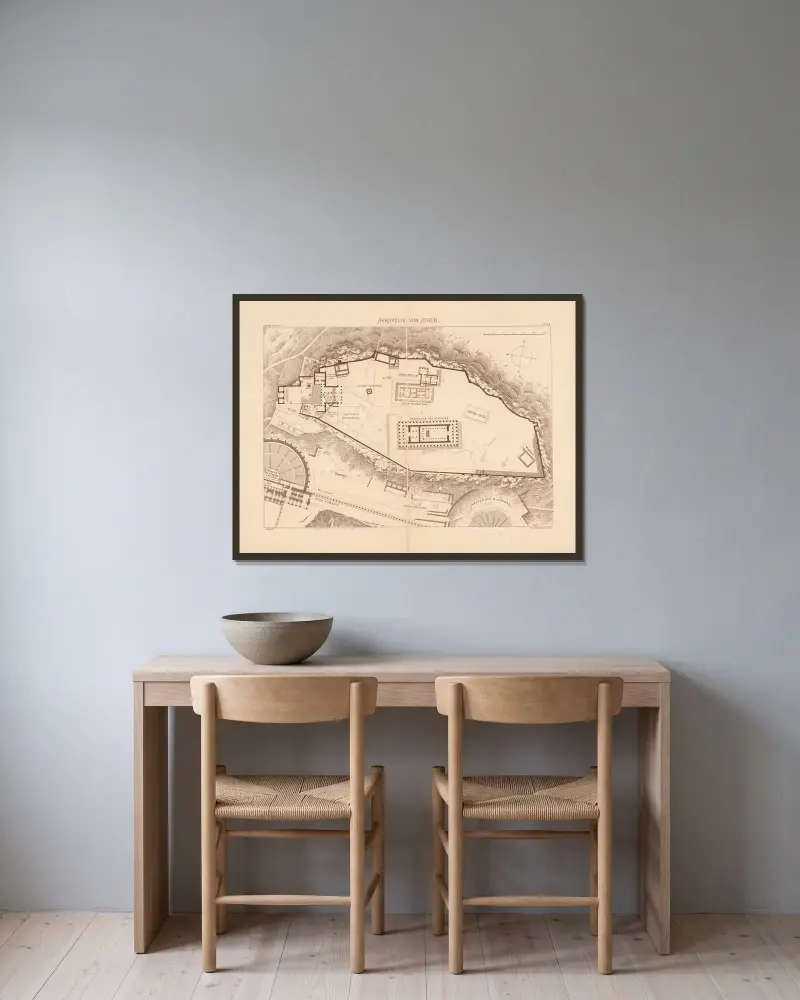 Akropolis von Athen av Josef Langl inramad på en vägg
