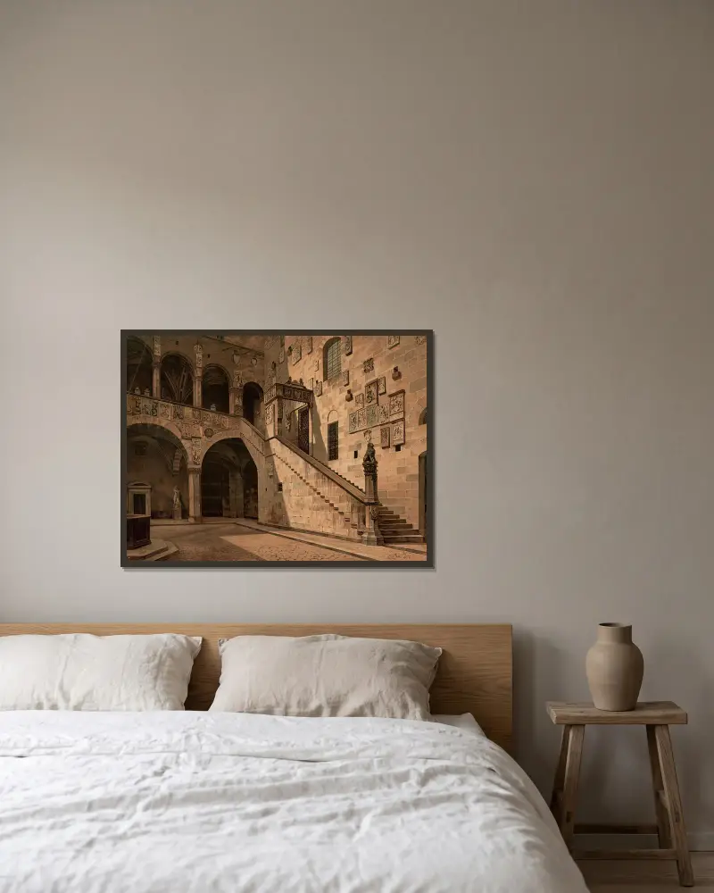 Palazzo del Bargello, Florence av Josef Langl inramad på en vägg