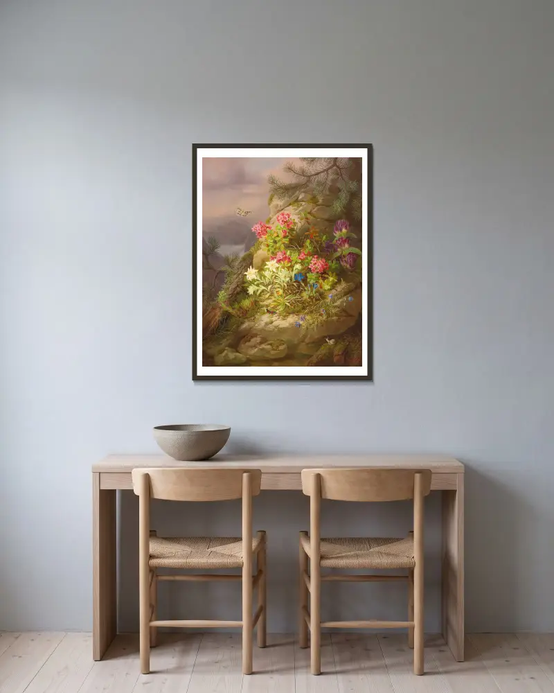 Still life with snail av Josef Lauer inramad på en vägg
