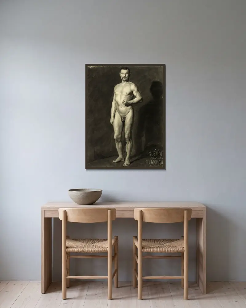 Académie d’homme debout av Arthur-Joseph Gueniot inramad på en vägg