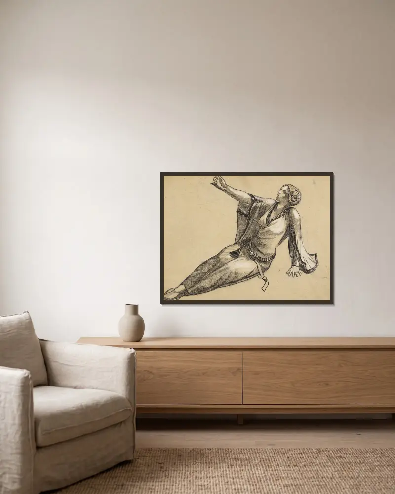 Studie zum Drama Bois ton sang von Arthur-Joseph Gueniot gerahmt an einer Wand