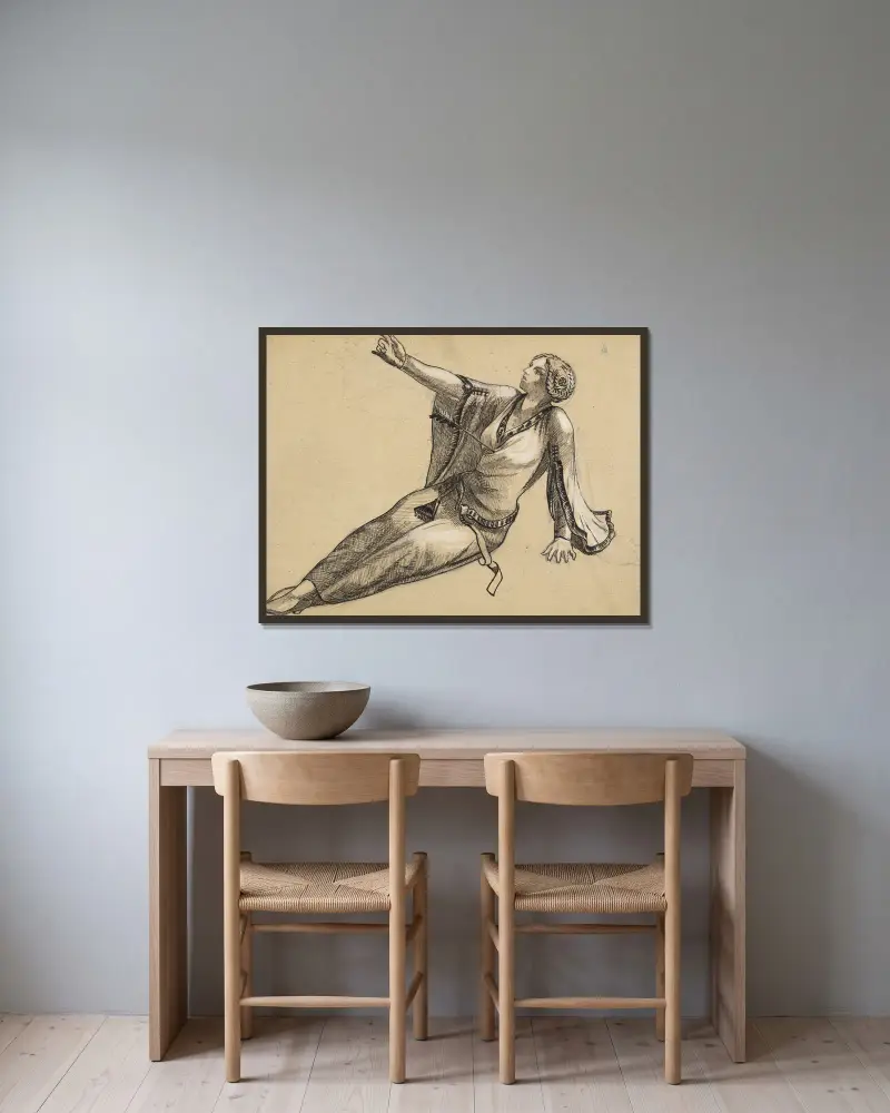 Studie zum Drama Bois ton sang von Arthur-Joseph Gueniot gerahmt an einer Wand