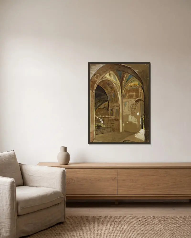 Innenansicht der Kirche Saint-François d'Assise von Arthur-Joseph Gueniot gerahmt an einer Wand