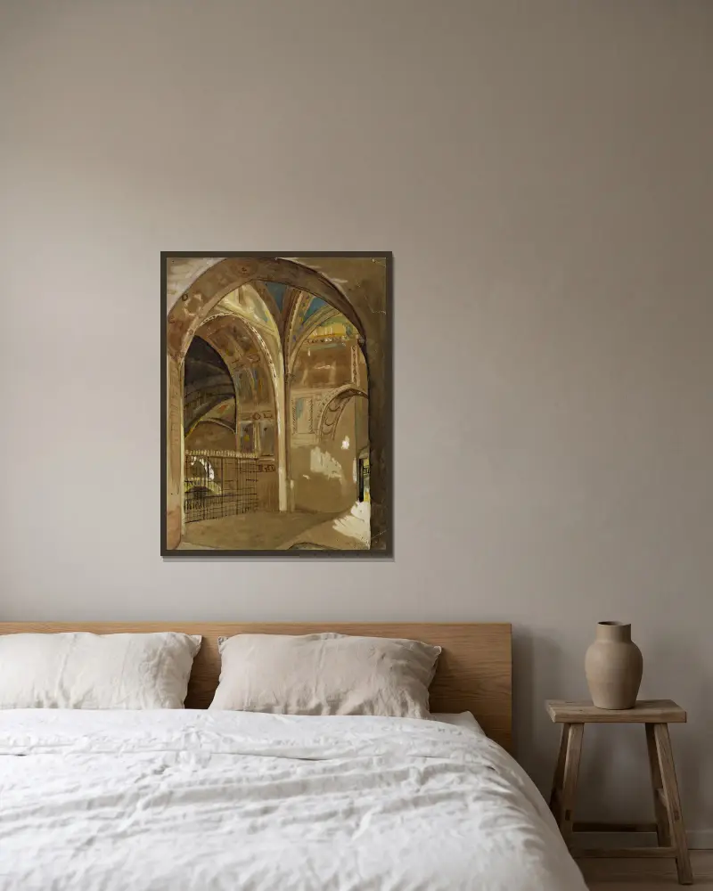 Innenansicht der Kirche Saint-François d'Assise von Arthur-Joseph Gueniot gerahmt an einer Wand