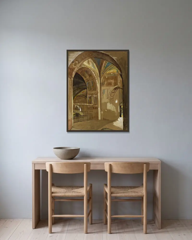 Innenansicht der Kirche Saint-François d'Assise von Arthur-Joseph Gueniot gerahmt an einer Wand