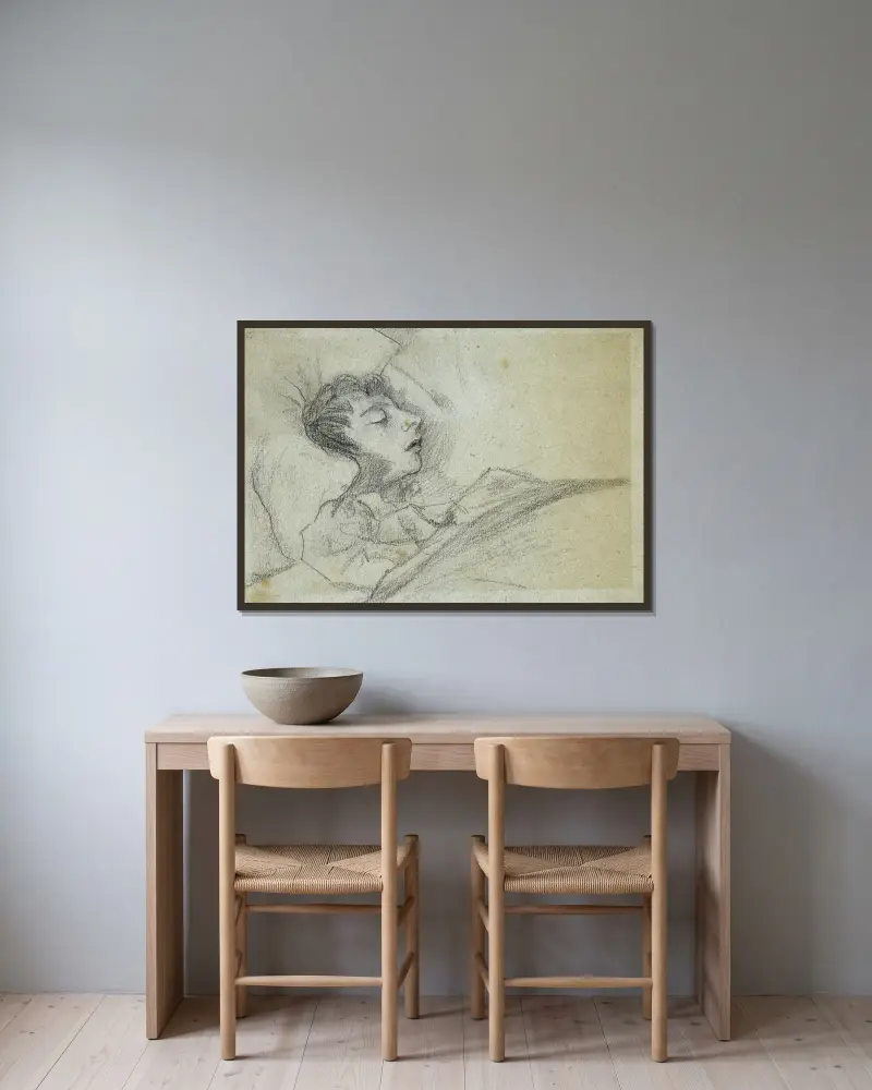 La malade av Arthur-Joseph Gueniot inramad på en vägg