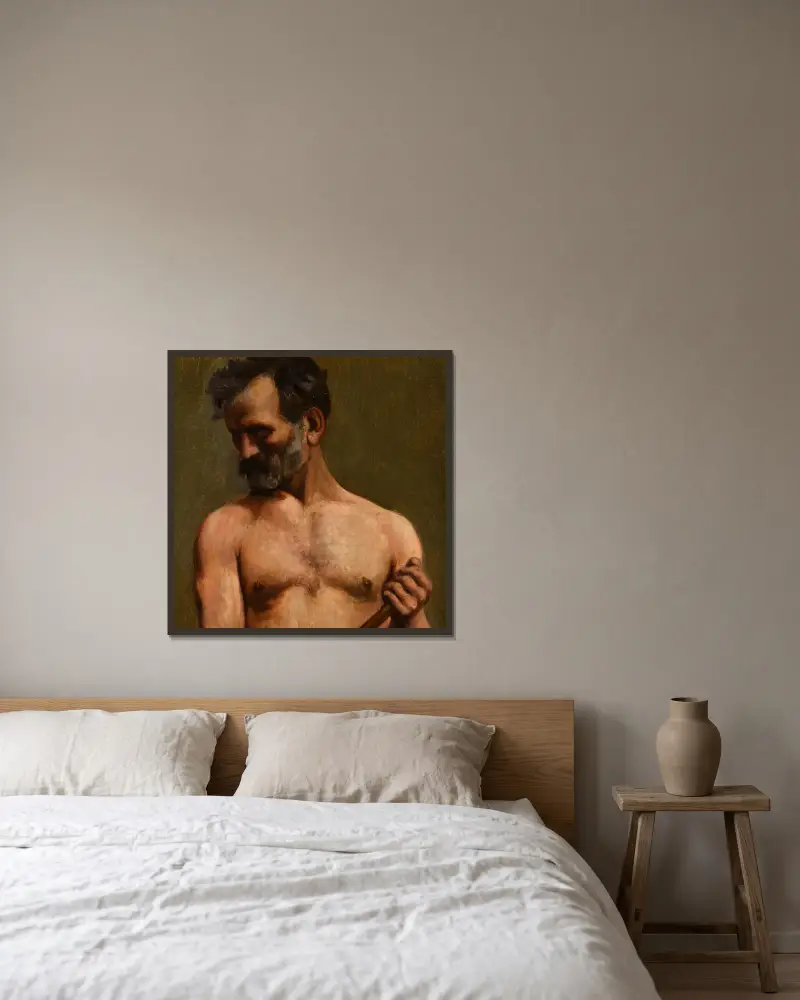 Le Faucheur av Arthur-Joseph Gueniot inramad på en vägg