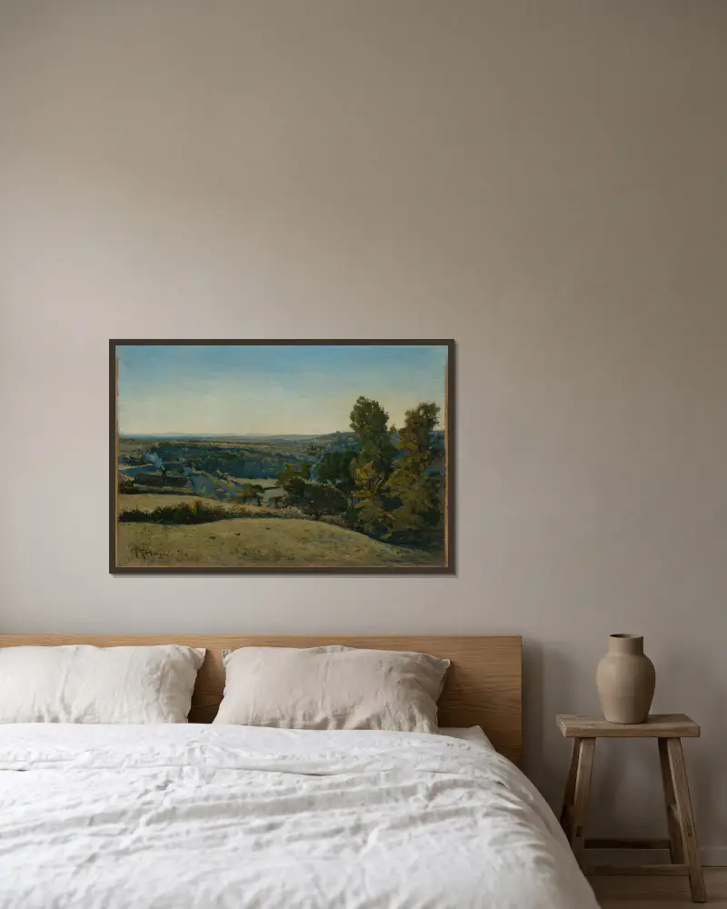 Französische Landschaft von Henri-Joseph Harpignies gerahmt an einer Wand