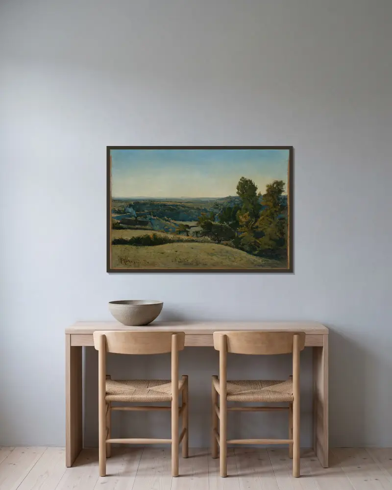 Französische Landschaft von Henri-Joseph Harpignies gerahmt an einer Wand