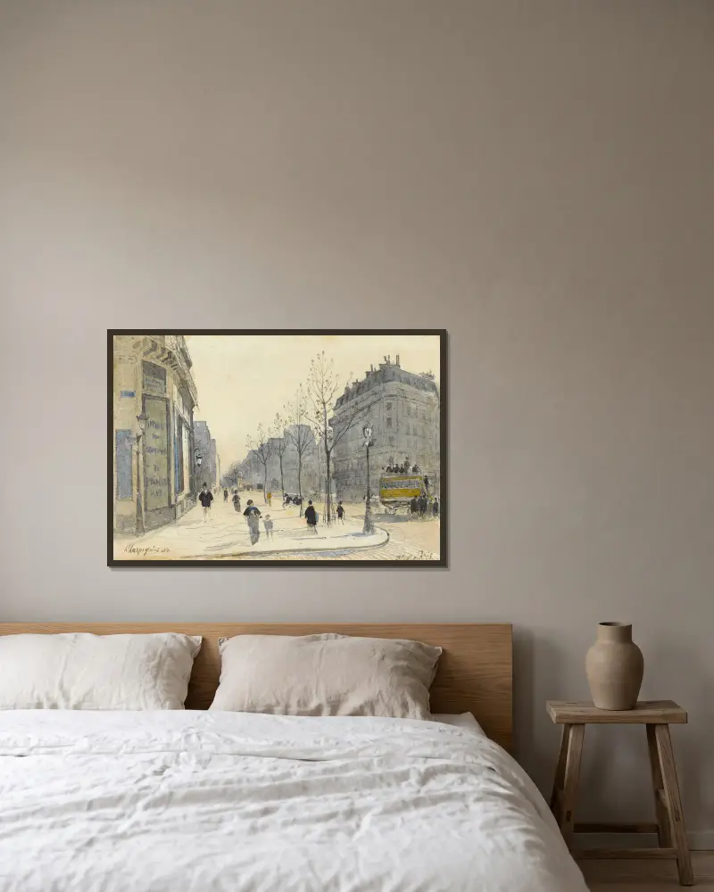 Boulevard Saint-Germain i Paris av Henri-Joseph Harpignies inramad på en vägg