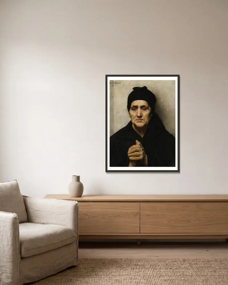 Eine ältere Griechin von Jules Joseph Lefebvre gerahmt an einer Wand