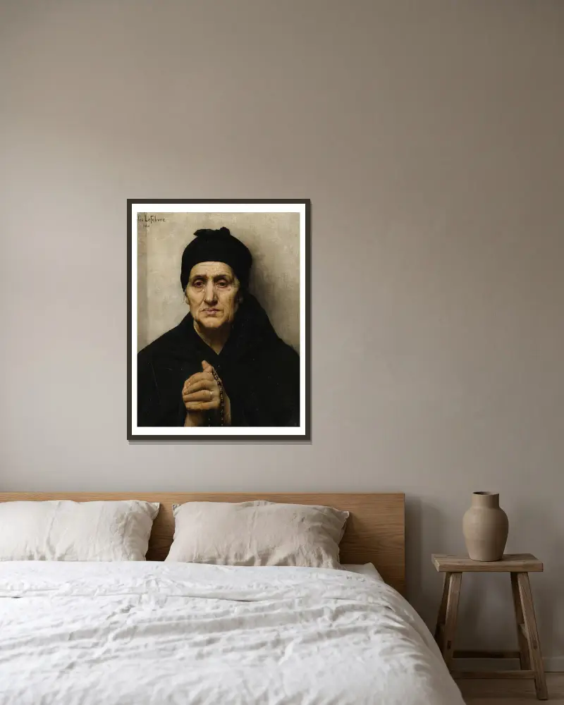 Eine ältere Griechin von Jules Joseph Lefebvre gerahmt an einer Wand