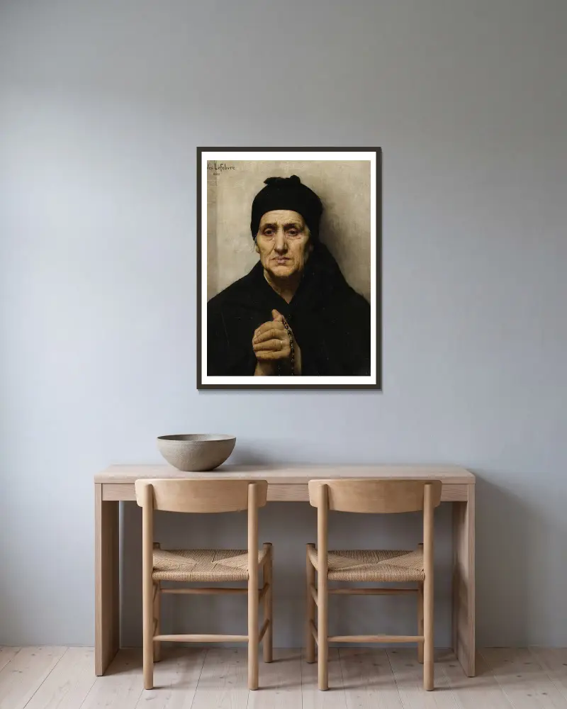 Eine ältere Griechin von Jules Joseph Lefebvre gerahmt an einer Wand