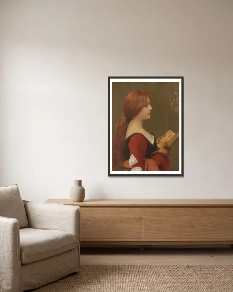 Jeanne die Rothaarige – Nr. 2 von Jules Joseph Lefebvre gerahmt an einer Wand