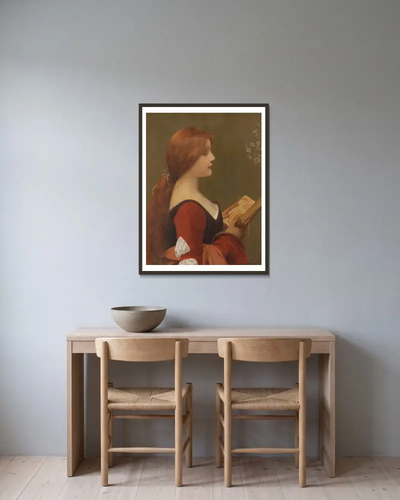 Jeanne die Rothaarige – Nr. 2 von Jules Joseph Lefebvre gerahmt an einer Wand