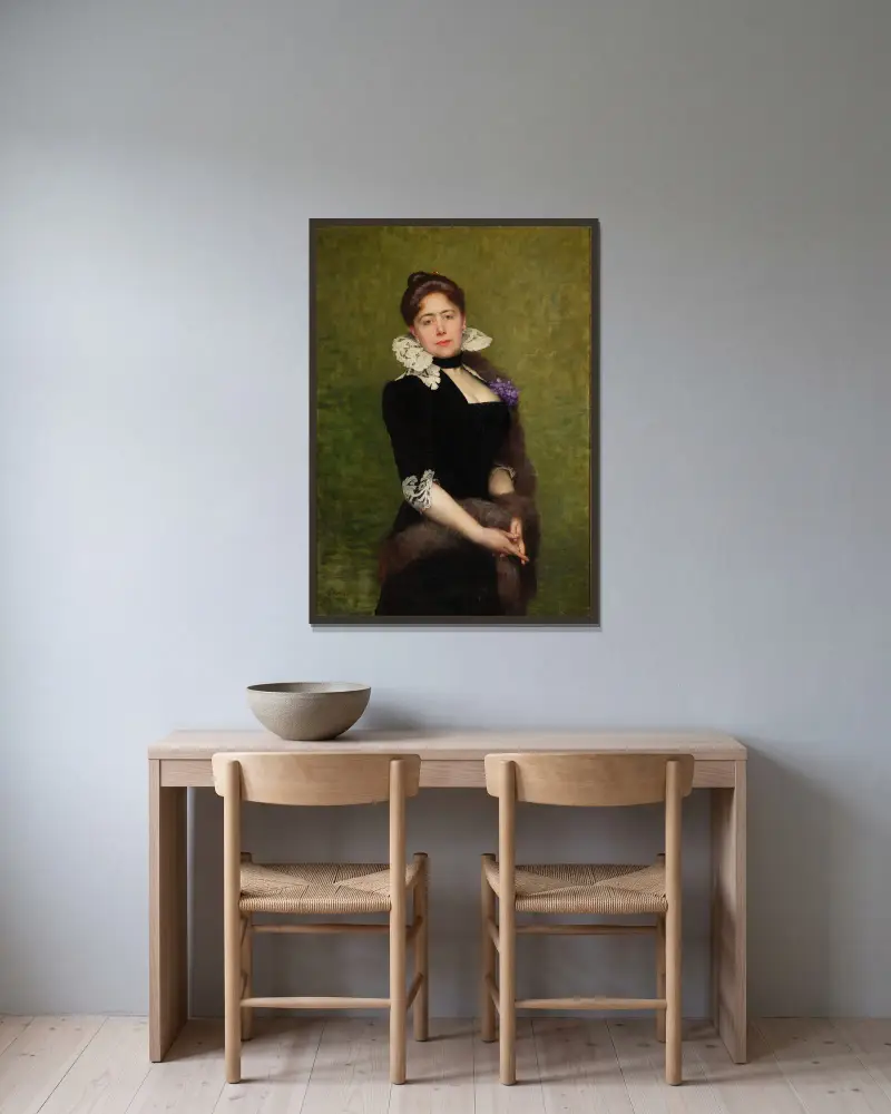 Porträtt av en dam av Jules Joseph Lefebvre inramad på en vägg