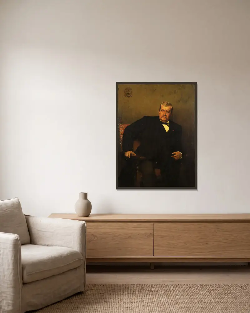 Porträtt av greve Oswald de Kerchove de Denterghem av Jules Joseph Lefebvre inramad på en vägg