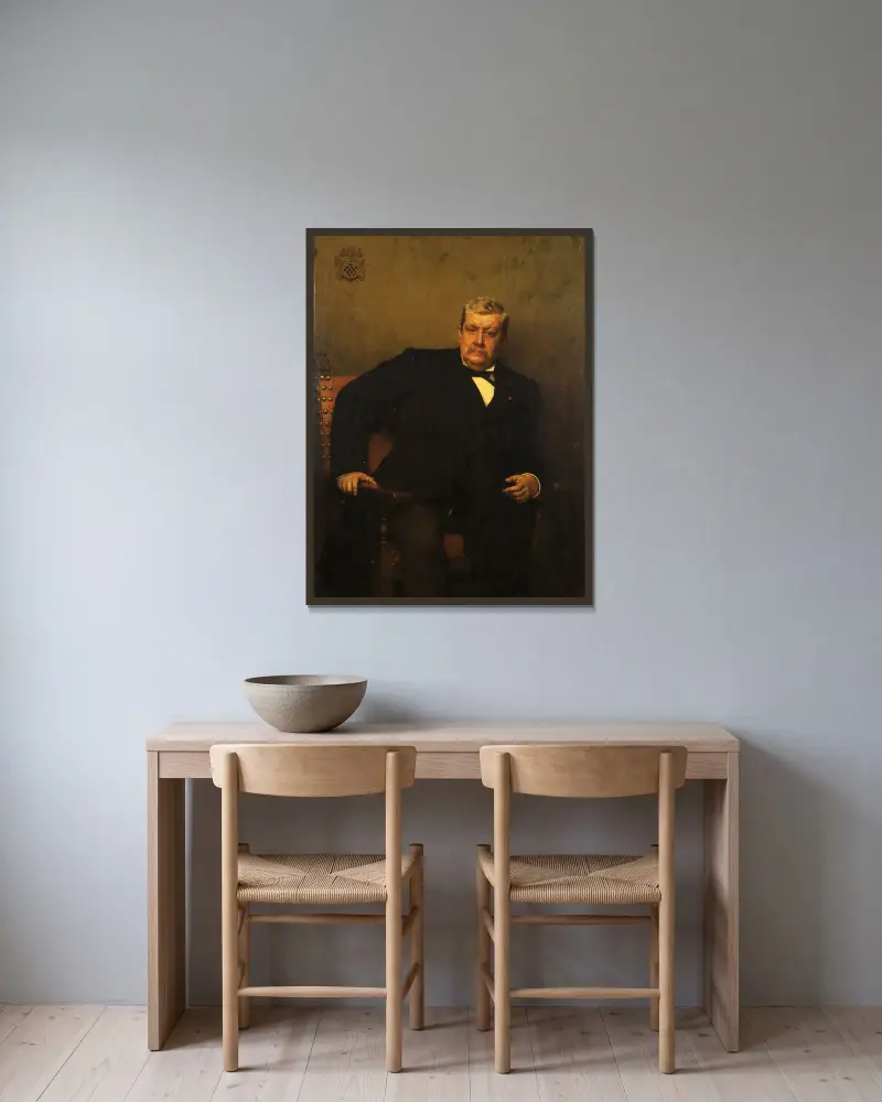 Porträtt av greve Oswald de Kerchove de Denterghem av Jules Joseph Lefebvre inramad på en vägg