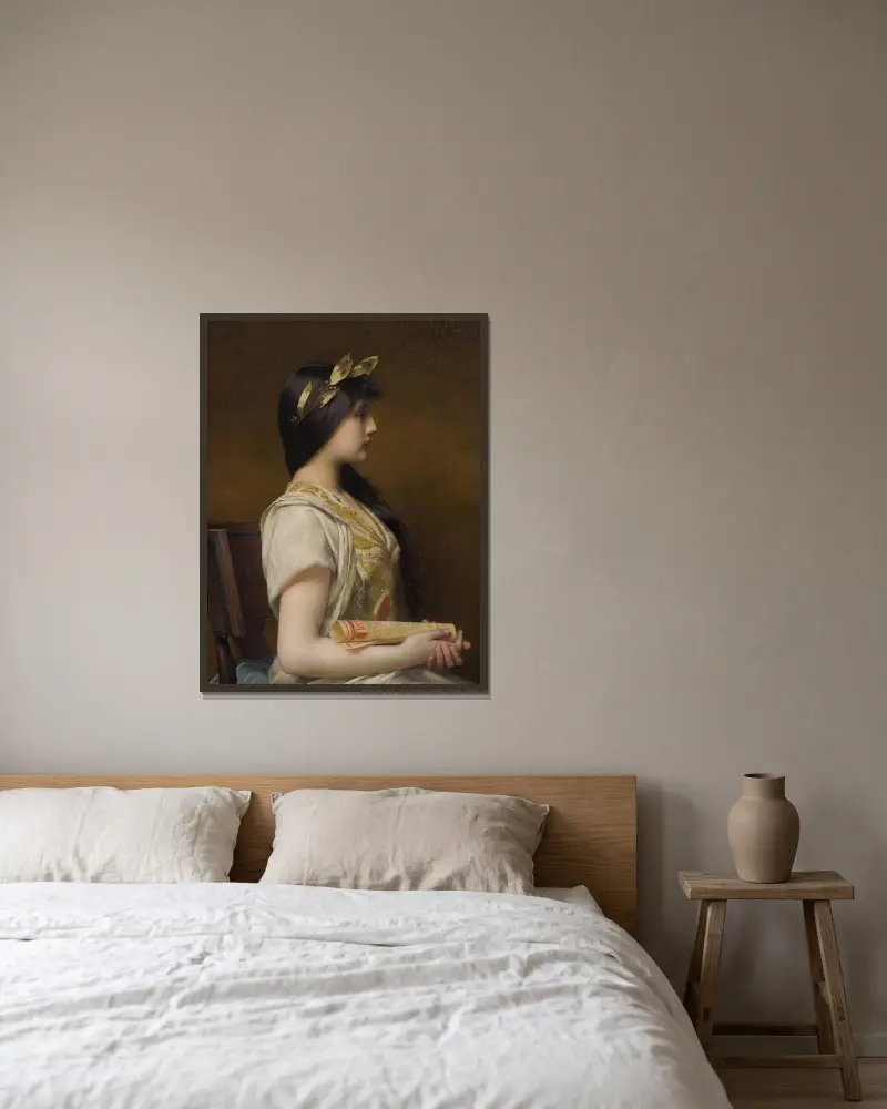 Sappho av Jules Joseph Lefebvre inramad på en vägg