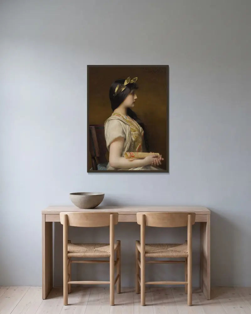 Sappho av Jules Joseph Lefebvre inramad på en vägg
