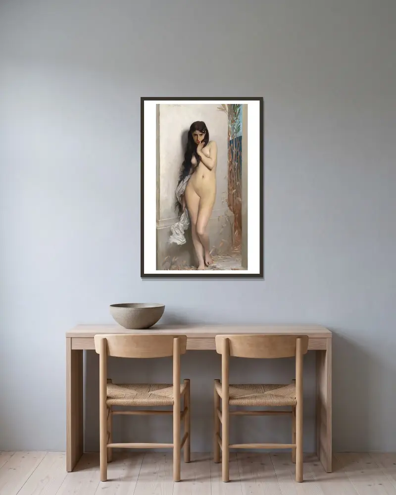 Die Heuschrecke von Jules Joseph Lefebvre gerahmt an einer Wand
