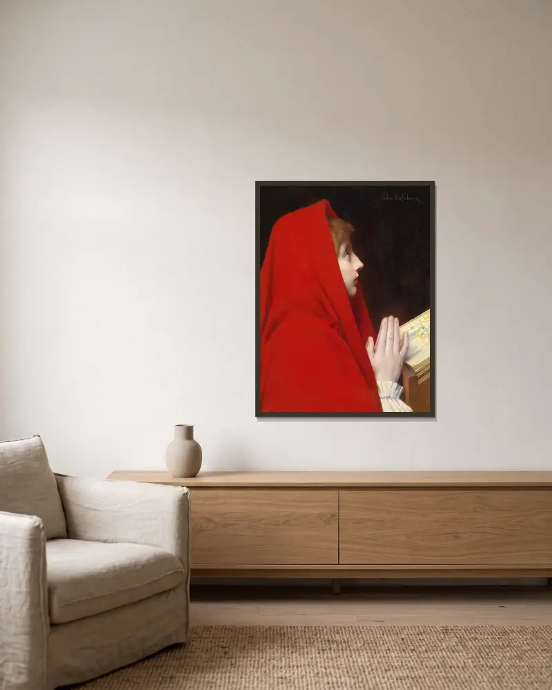 Der rote Mantel von Jules Joseph Lefebvre gerahmt an einer Wand