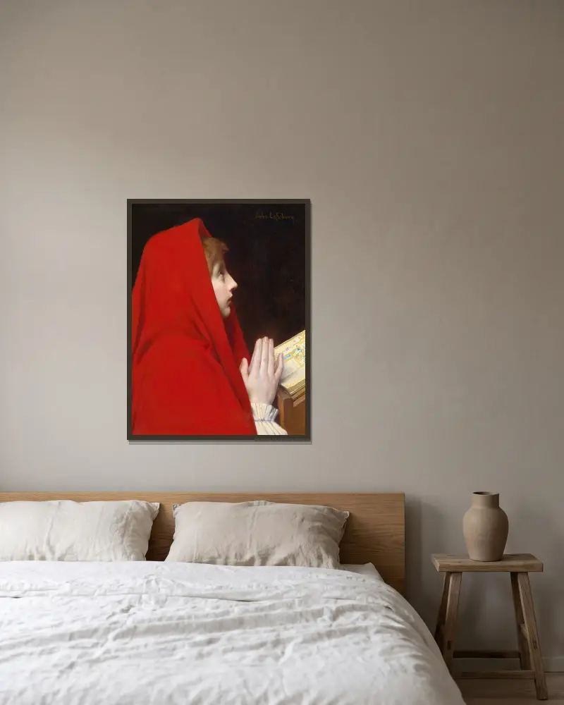 Der rote Mantel von Jules Joseph Lefebvre gerahmt an einer Wand