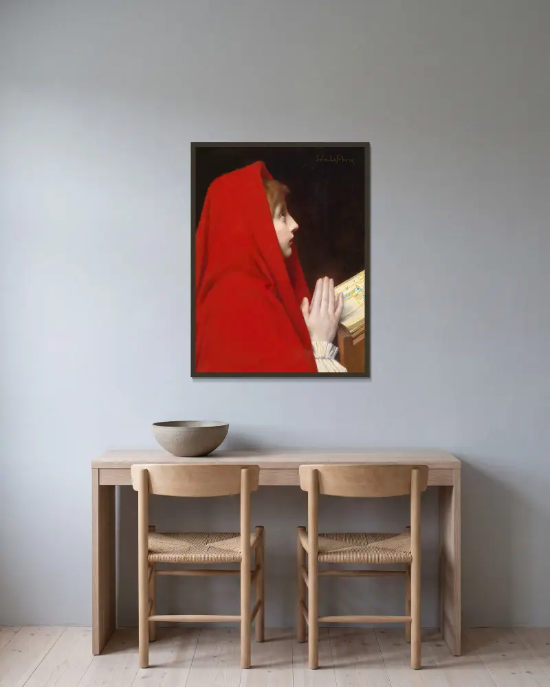 Der rote Mantel von Jules Joseph Lefebvre gerahmt an einer Wand