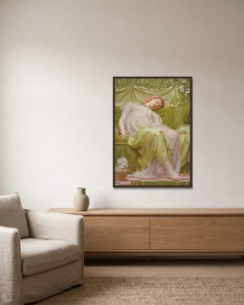 Ein Arbeitskorb von Albert Joseph Moore gerahmt an einer Wand
