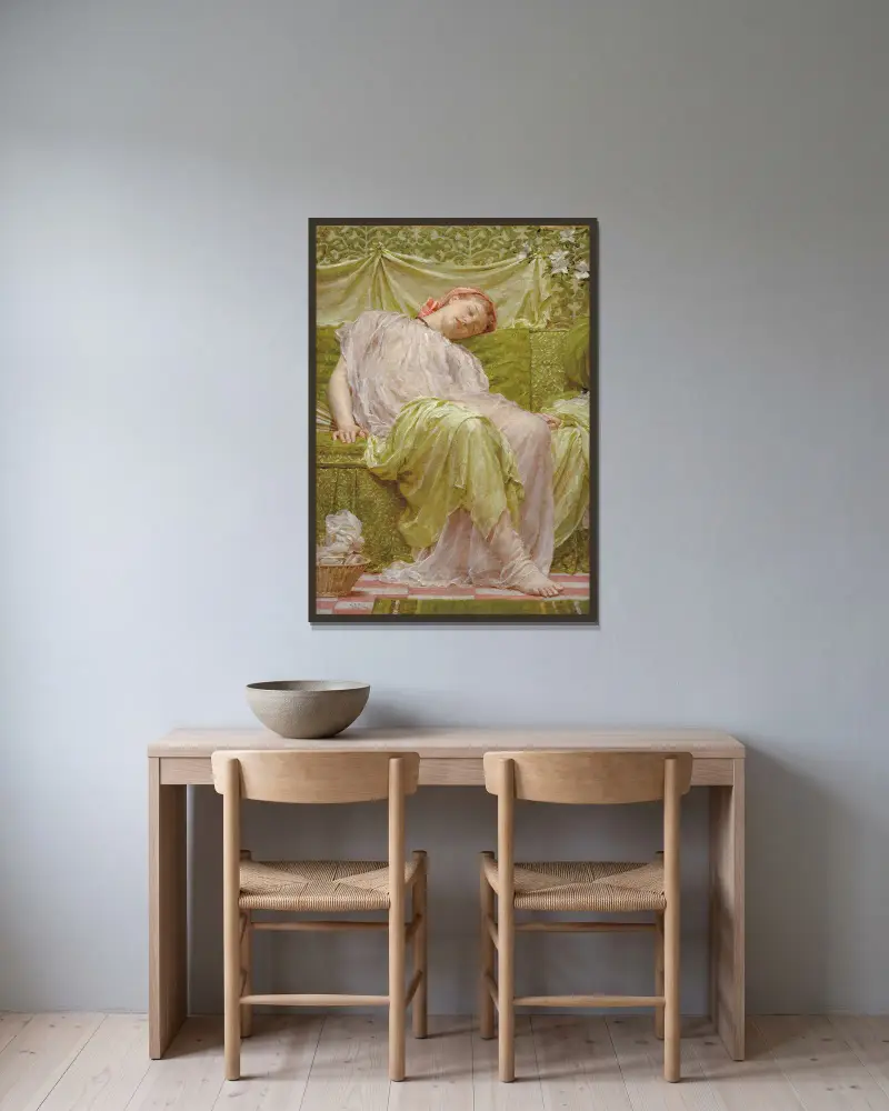 Ein Arbeitskorb von Albert Joseph Moore gerahmt an einer Wand