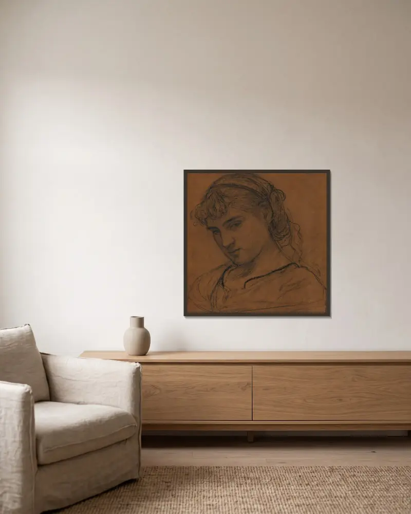 Porträtt av en flicka av Albert Joseph Moore inramad på en vägg