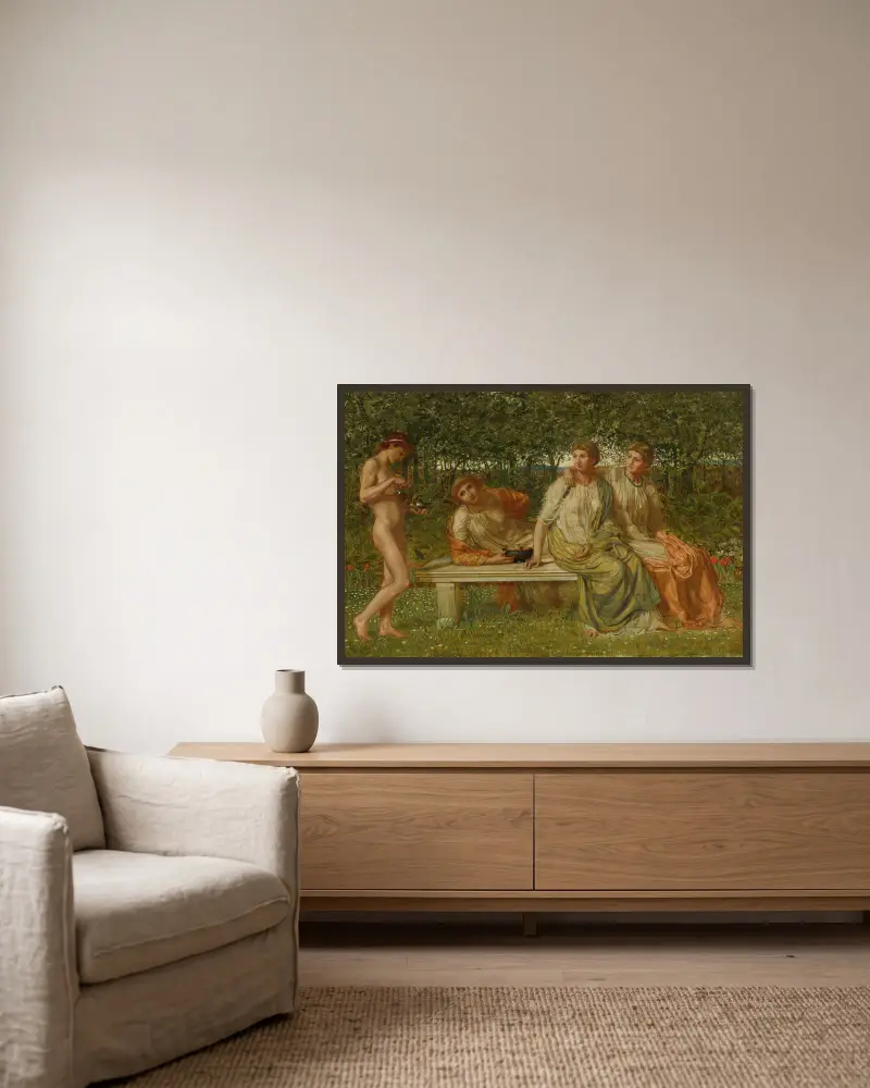 Der Marmorsitz von Albert Joseph Moore gerahmt an einer Wand