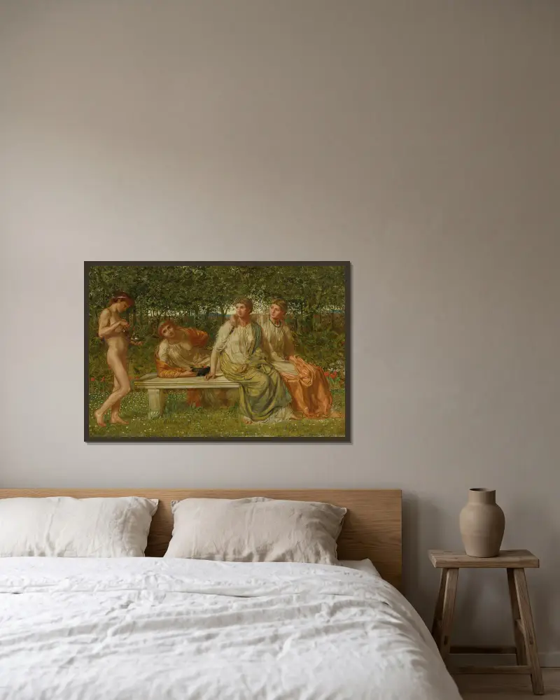 Der Marmorsitz von Albert Joseph Moore gerahmt an einer Wand