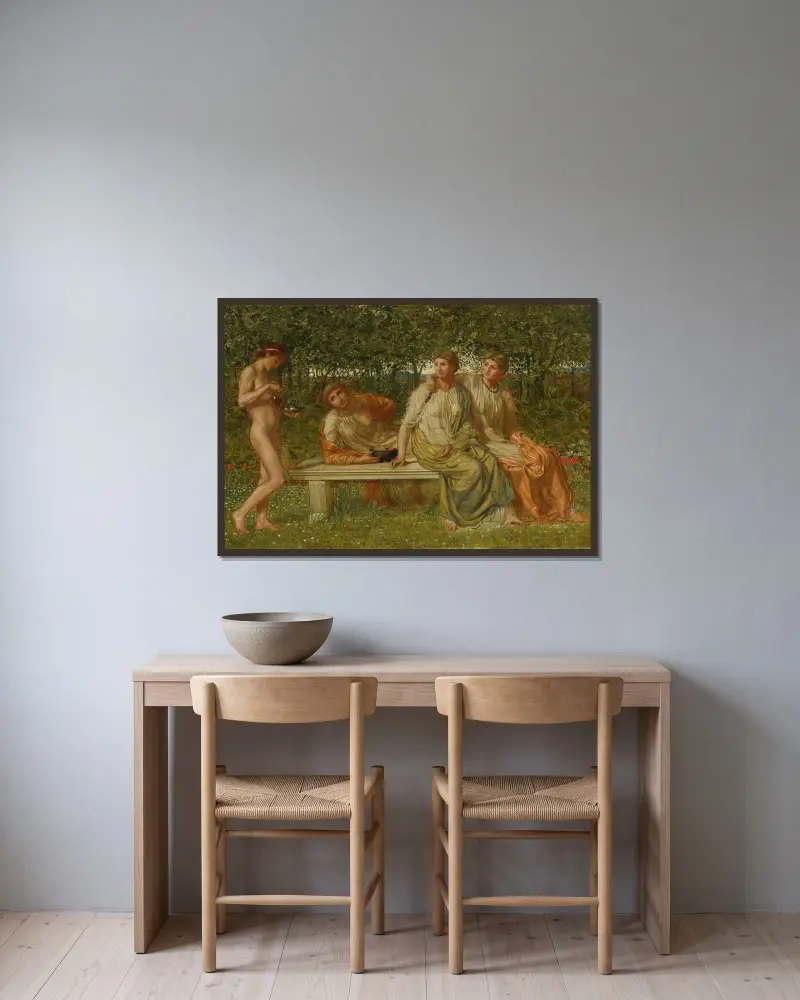 Der Marmorsitz von Albert Joseph Moore gerahmt an einer Wand