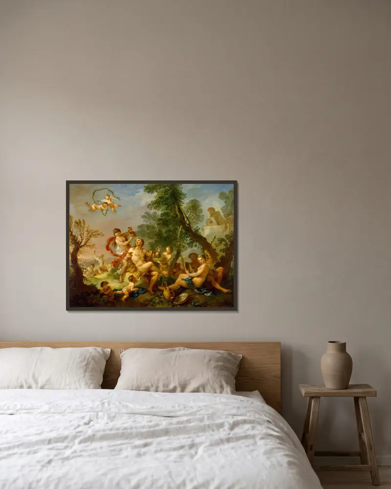 Bacchanal von Charles-Joseph Natoire gerahmt an einer Wand