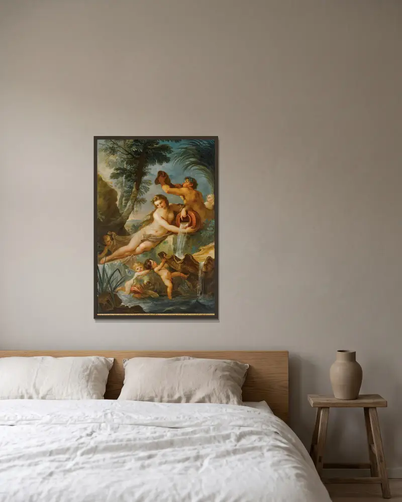 Die Quelle von Charles-Joseph Natoire gerahmt an einer Wand
