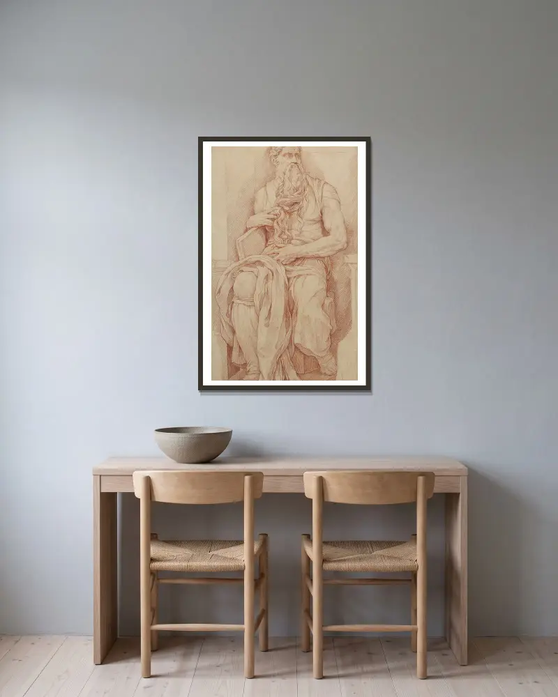 Moses nach Michelangelo von Charles-Joseph Natoire gerahmt an einer Wand