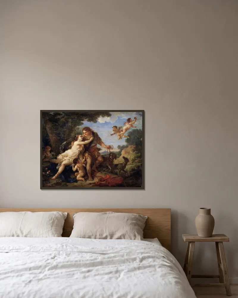 Venuše a Adonis, Charles-Joseph Natoire v rámu na stěně