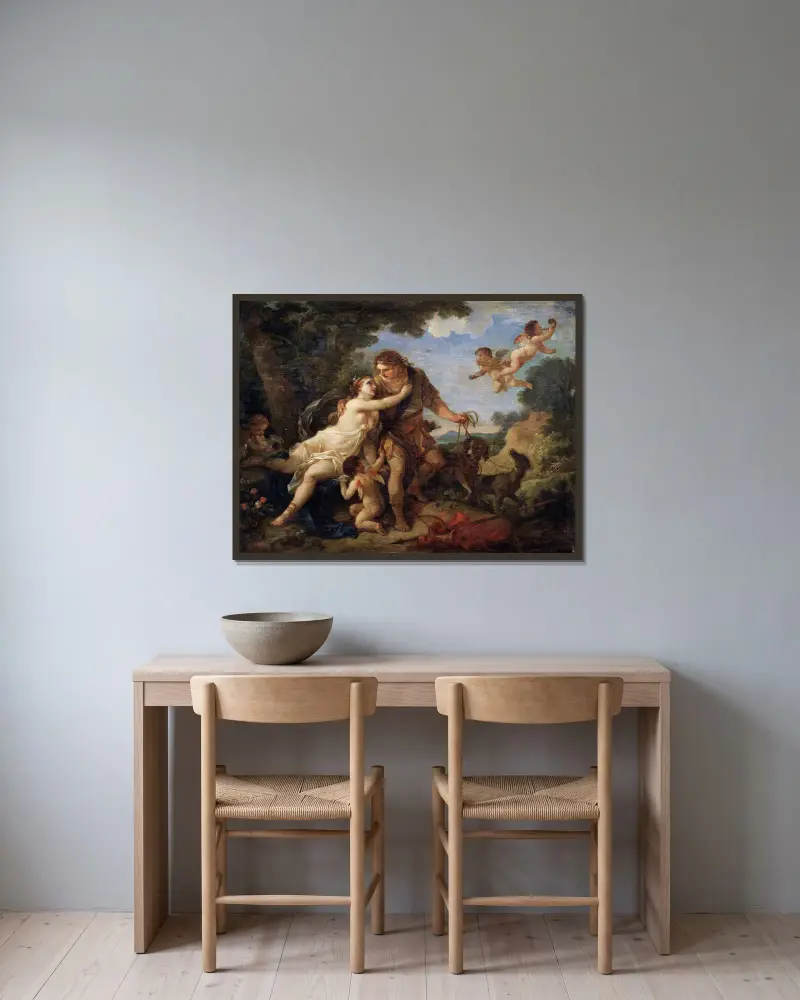 Venuše a Adonis, Charles-Joseph Natoire v rámu na stěně