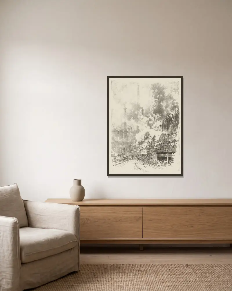 Nebenprodukte von Joseph Pennell gerahmt an einer Wand