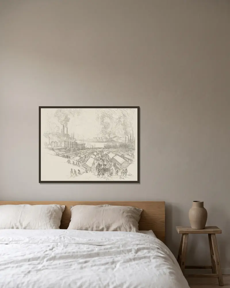 Five O’Clock av Joseph Pennell inramad på en vägg
