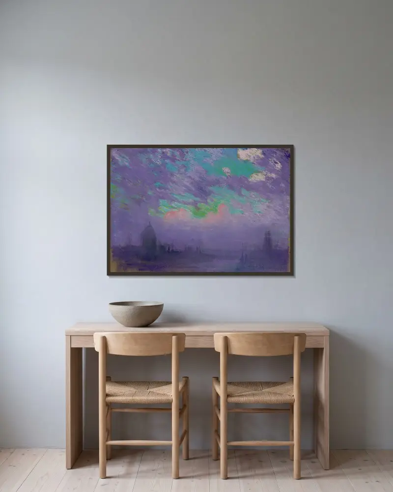 Green, blue and purple av Joseph Pennell inramad på en vägg